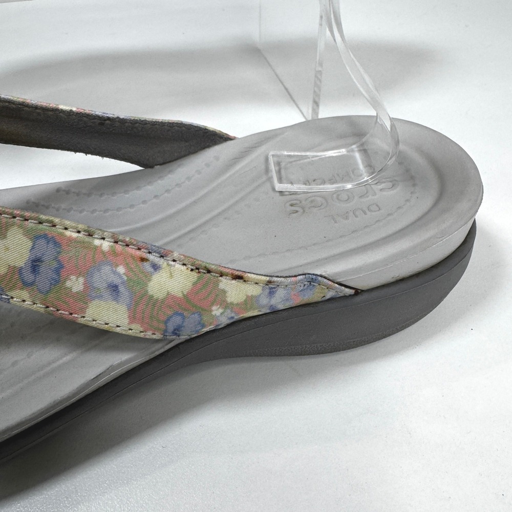 Crocs Capri V Floral Flip Flops Grey Multi Color Straps Sandals Womens 9 - Picture 3 of 7